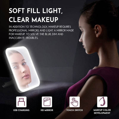 LED Lighted Makeup Mirror: Touch Sensor & Travel-Friendly - Timothy Lane