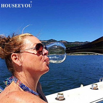 HOUSEEYOU Creative Red Wine Champagne Glass Cup with Silicone Seal Drink Directly from Bottle Crystal Glasses Cocktail Mug 260ML - Timothy Lane