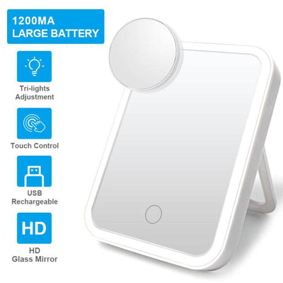 LED Lighted Makeup Mirror: Touch Sensor & Travel-Friendly - Timothy Lane