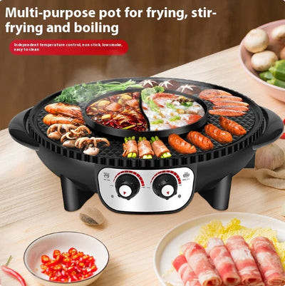 Versatile Culinary Duo – 2-in-1 Grill & Hot Pot | Adjustable Heat, Easy Cooking for Any Occasion - Timothy Lane