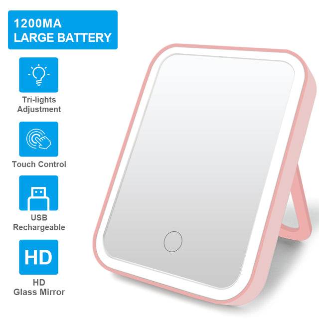 LED Lighted Makeup Mirror: Touch Sensor & Travel-Friendly - Timothy Lane