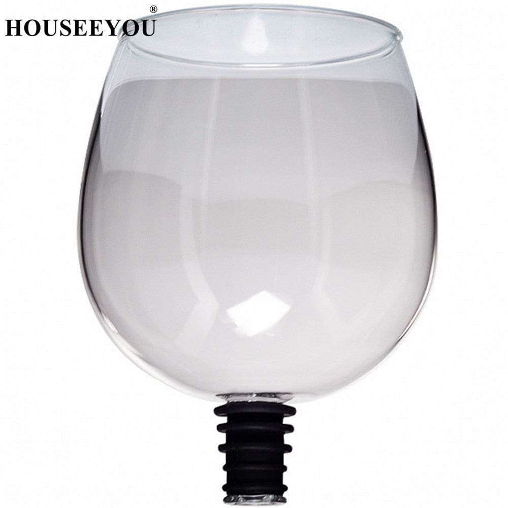 HOUSEEYOU Creative Red Wine Champagne Glass Cup with Silicone Seal Drink Directly from Bottle Crystal Glasses Cocktail Mug 260ML - Timothy Lane