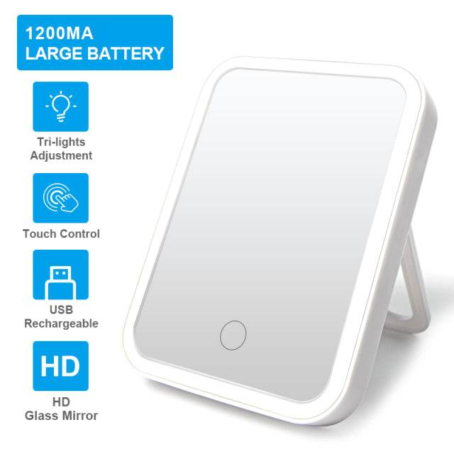 LED Lighted Makeup Mirror: Touch Sensor & Travel-Friendly - Timothy Lane