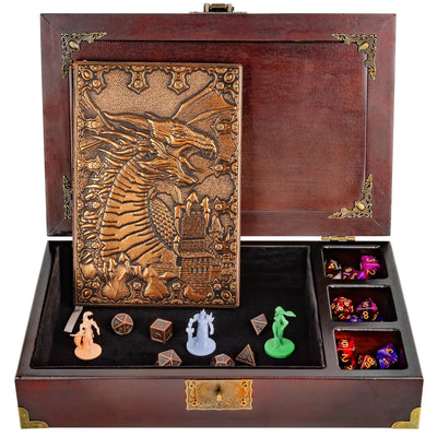 DND Starter Kit | Metal Dice | Dice Tray | RPG Notebook | Gift Set - Timothy Lane