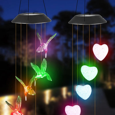 Colorful Wind Chimes LED Solar Lights Hummingbird Butterfly Shape Outdoor Yard Garden Decor Window Porch Home Accessories LBFamily Store
