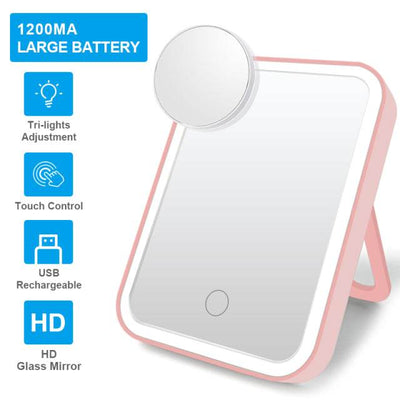 LED Lighted Makeup Mirror: Touch Sensor & Travel-Friendly - Timothy Lane